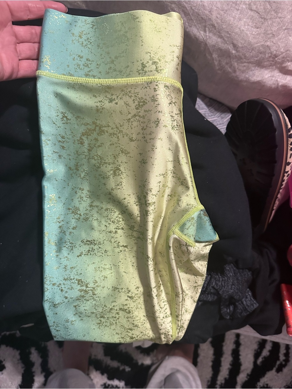 Terez Mint Green Metallic Fleck Leggings